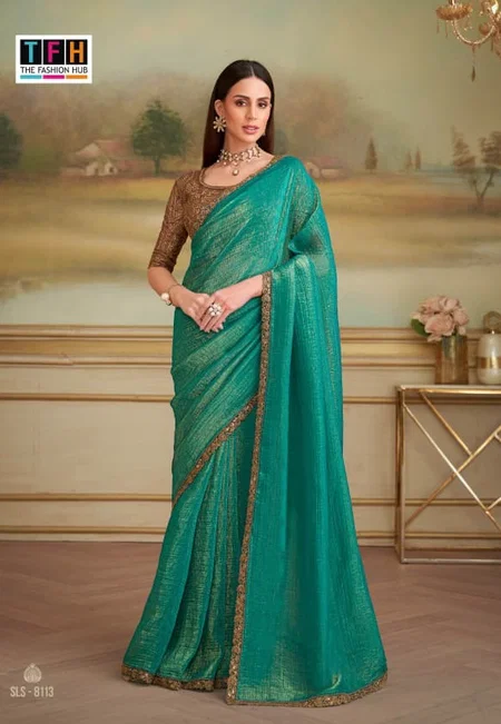 Firozi Colour Salsa Style Vol 5 By Tfh Party Wear Saree Suppliers In India 8113
